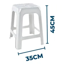 Kit C/4 Banquetas Plásticas Banquinho Branco Reforçado Leve Foto mini 2