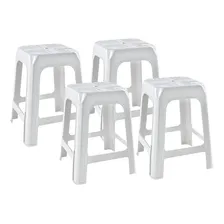 Kit C/4 Banquetas Plásticas Banquinho Branco Reforçado Leve Foto mini 4