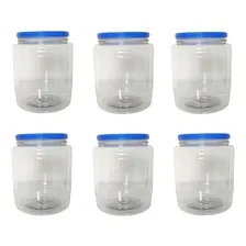 Kit C/6 Potes Plástico Para Alimento Mantimento E Utensílios Cor Azul Foto  mini 1