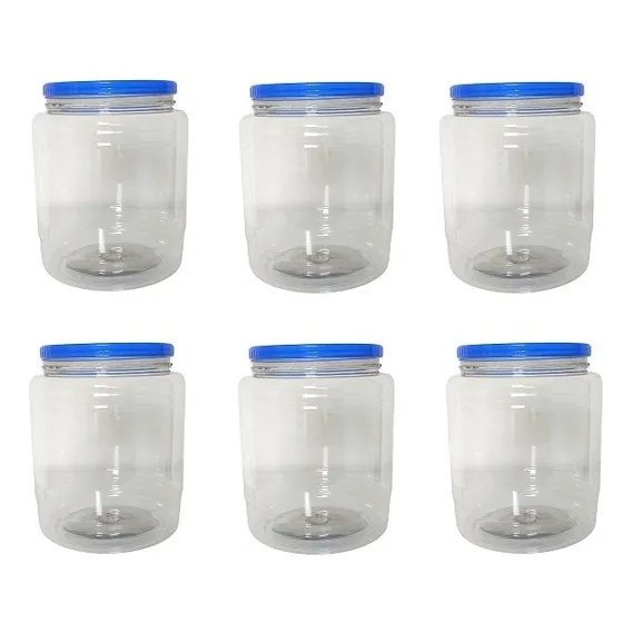 Kit C/6 Potes Plástico Para Alimento Mantimento E Utensílios Cor Azul Foto 1