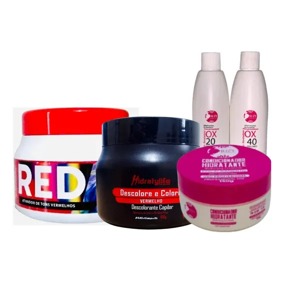 Kit Cabelos Vermelho P贸 Red Mairibel Matizador Mascara E Ox Foto 1