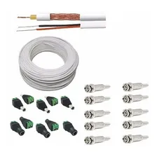 Kit Cabo Cftv 100m 90% Bipolar 4mm C/ 20 Conectores  P1c20c Foto  mini 1