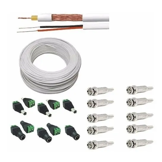 Kit Cabo Cftv 100m 90% Bipolar 4mm C/ 20 Conectores  P1c20c Foto 1