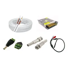 Kit Cabo Coaxial Cftv 100m C/ Conectores, Fonte E Microfone Foto mini 1