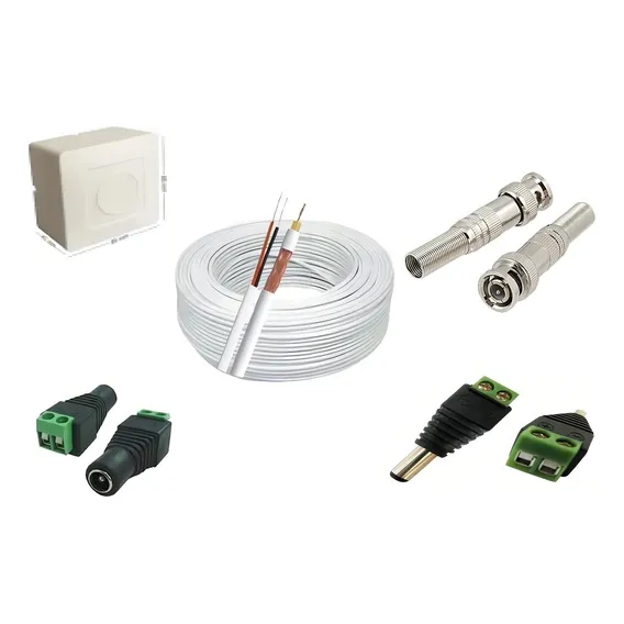 Kit Cabo Coaxial Cftv Bipolar 50m C./ Caixa Sobrepor S5c10cs Foto 1