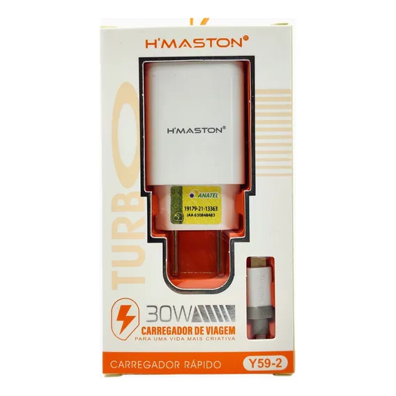 Kit Cabo E Fonte iPhone Hmaston Y59-2 Turbo Cor Branco Foto 1