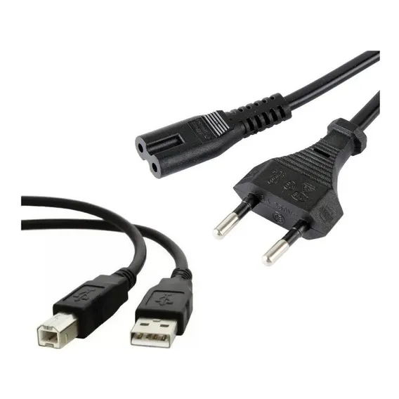 Kit Cabos Para Impressora - Canon, Hp, Epson - Energia + Usb Cor Preto Foto 1