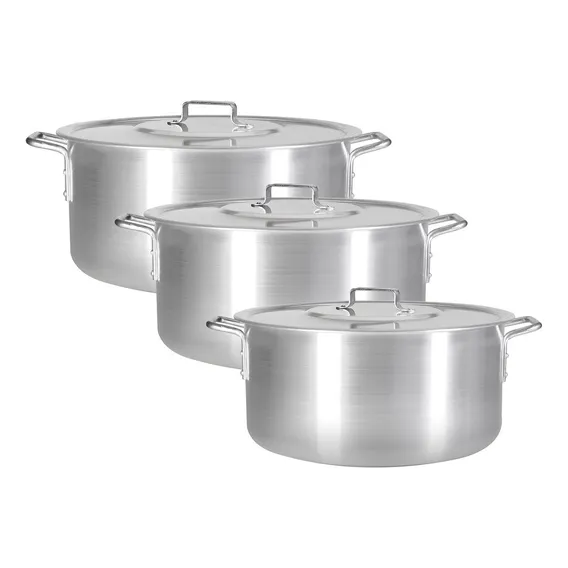 Kit Caçarola Restaurante Panela Aluminio N36 + N38 + N40 Cor Cinza Foto 1