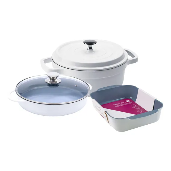 Kit Caçarolas + Assadeira Hercules Antiaderente Ceramica G Foto 1