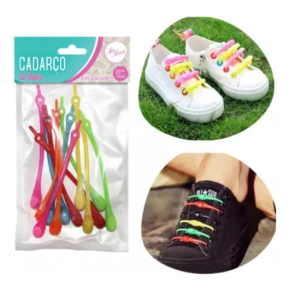 Kit Cadarço Coloridos C/ 60 Cadarço Silicone Adulto Infantil Foto 1