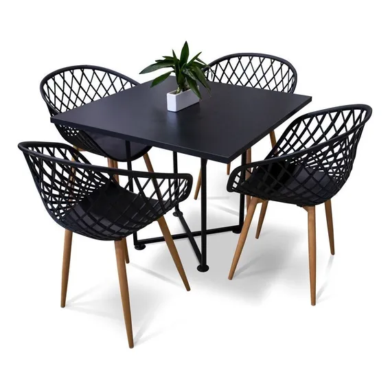 Kit Cadeiras Clarice Preto E 01 Mesa Jade 90 Cm Preto Foto 1