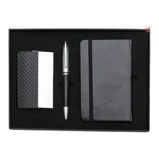 Kit Caderneta Caneta Porta Cartão Personalizado Cor Preto Foto  mini 1
