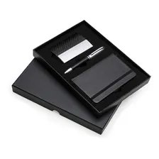 Kit Caderneta Caneta Porta Cartão Personalizado Cor Preto Foto mini  3