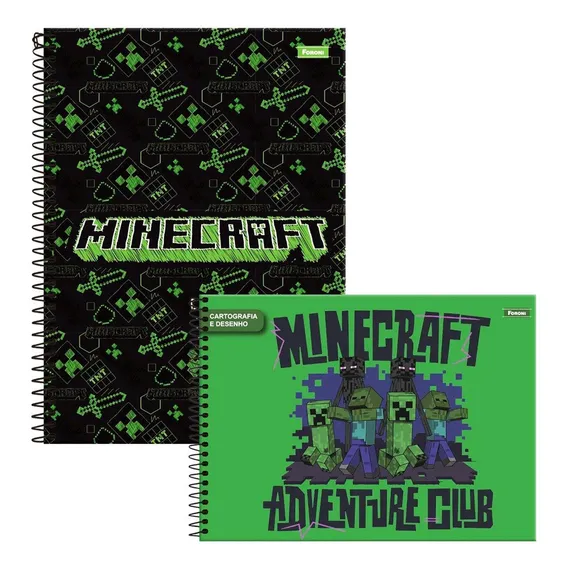 Kit Caderno Espiral Minecraft + Caderno Desenho Minecraft Foto 1