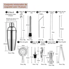 Kit Caipirinha Completo - Coqueteleira Profissional 750ml com 14 Peças em Inox, Ideal para Bartenders | kit coqueteleira | kit bartender | kit coqueteleira inox Foto mini  2