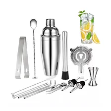Kit Caipirinha Completo - Coqueteleira Profissional 750ml com 14 Peças em Inox, Ideal para Bartenders | kit coqueteleira | kit bartender | kit coqueteleira inox Foto  mini 1