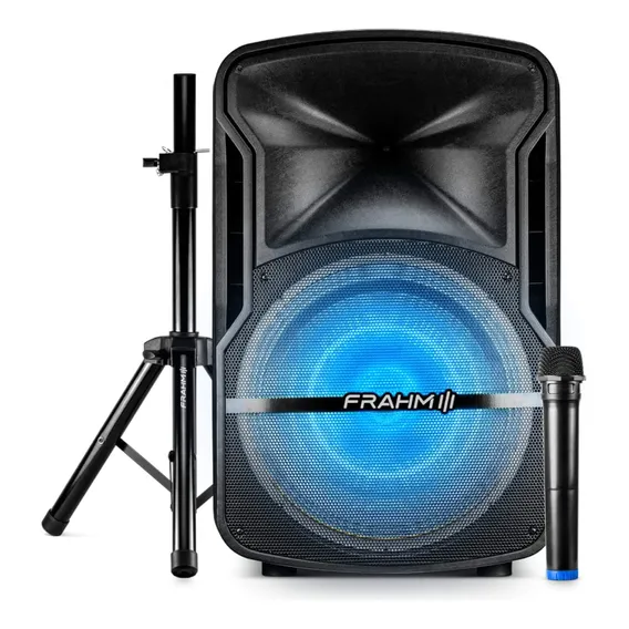 Kit Caixa Amplificadora Frahm Cmf670 Com Tripe E Microfone Cor Preto Potência De Saída Rms 670 W 127/220v Foto 1
