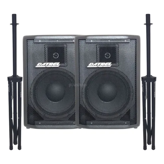 Kit Caixa De Som Ativa Passiva 400w Rms + 2 Tripe + Cabo P10 Foto 1