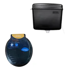 Kit Caixa Descarga E Assento Preto Alumasa Foto mini 1