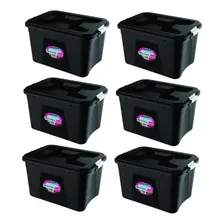 Kit Caixa Organizadora 6 Unidades Plástica 56l Preta Foto mini 1