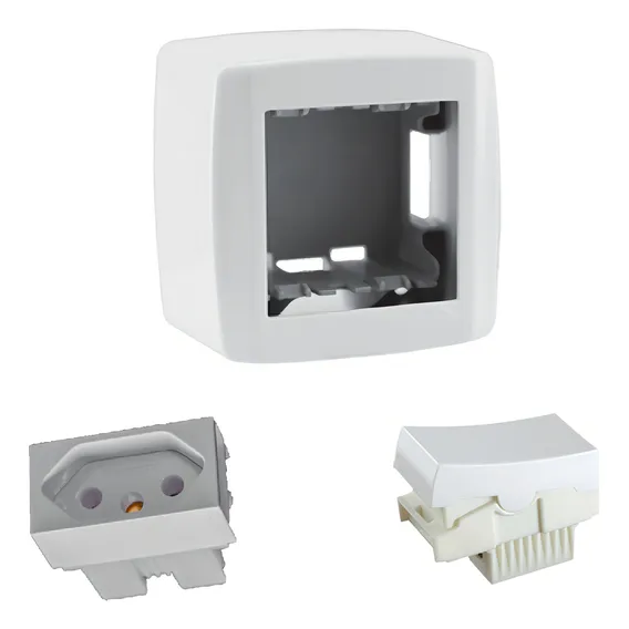 Kit Caixa Sobrepor + Interruptor + Tomada 20a Branco - Ilumi Foto 1