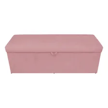 Kit Calçadeira Baú Retangular E Painel Clean 160 Cm Suede Cor Rose Foto mini 4