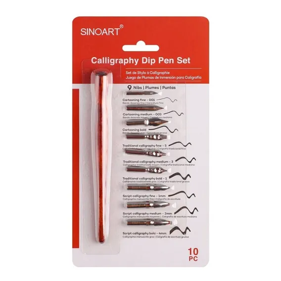 Kit caligrafia 9 penas e cabo de caligrafia SFT0239 Sinoart Foto 1