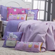 Kit Cama Colcha Gatinhos C/ Almofadas Casal Padrão 07 Peças Foto mini 4
