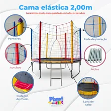 Kit Cama Elástica De 2m Nacional Lona de salto Preto Proteção de molas Coral Foto mini 2