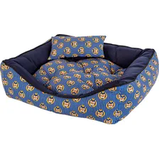 Kit Cama Pet Luxo Super Conforto Tamanho M Com Travesseiro Cor Azul Ursinho Foto mini 1