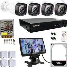 Kit Cameras De Segurança Residencial Hd Com Monitor 7 Pol. Cor Dvr Protec Com Cameras Hd Foto mini 1
