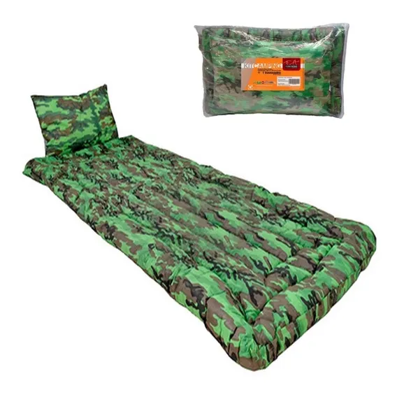 Kit Camping Colchonete Travesseiro Acampamento Retiro Pesca Cor Camuflado Foto 1
