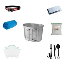 Kit Caneca Alumínio + Talher Preto + Toalha + Acessórios Foto  mini 1