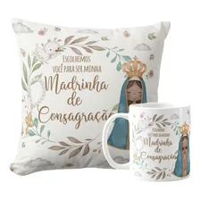 Kit Caneca E Almofada Convite Para Madrinha De Consagração Foto  mini 1