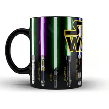 Kit Caneca Preta Porcelana Star Wars Sabre De Luz Jedi Sith Cor Preto Foto mini 4