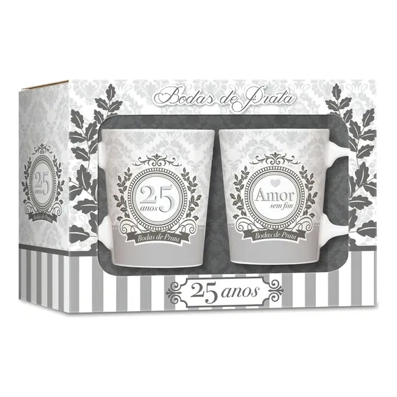 Kit Canecas Bodas De Prata Brasfoot Foto 1
