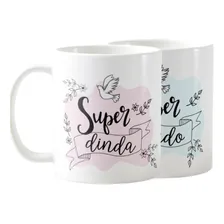 Kit Canecas Lembrança Padrinhos De Batismo Dinda E Dindo Foto  mini 1