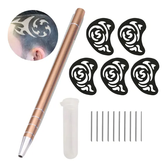 Kit Caneta Capilar Tebori Desenho + Lâminas + Moldes Design Foto 1