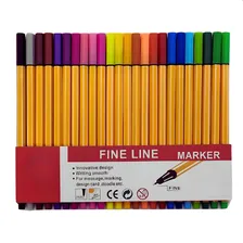 Kit Caneta Fine Line Cores Ponta Fina 0.4mm Tinta Kit 24 Cores Foto mini 1