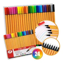 Kit Caneta Fine Line Cores Ponta Fina 0.4mm Tinta Kit 24 Cores Foto mini 2