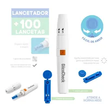 Kit Caneta Lancetadora + 100 Lancetas 28g Furar Dedo Indolor Cor Branco Foto mini  2
