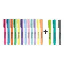 Kit Caneta Marca Texto Grifpen Faber Castell Estojo 15 cores Foto mini 3