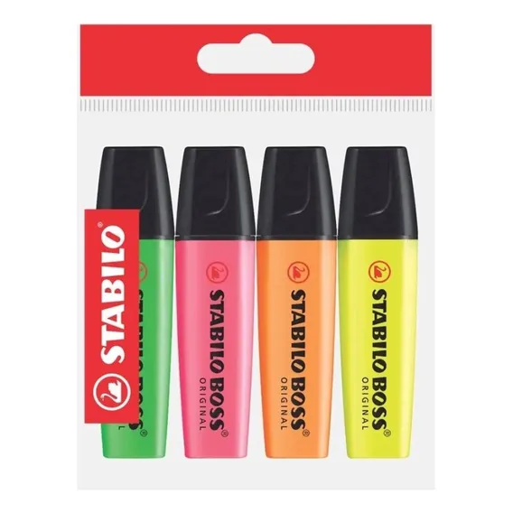 Kit Caneta Marca Texto Stabilo Boss Neon - 4 Unidades Foto 1