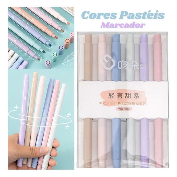 Kit Caneta Marca Texto Tons Pasteis Marcador Foto 1