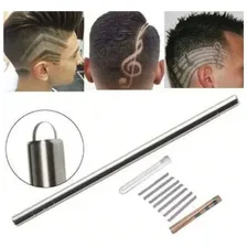 Kit Caneta Para Desenho Capilar Barbeiro Original +10 Lamina Cor Prata Foto mini 1