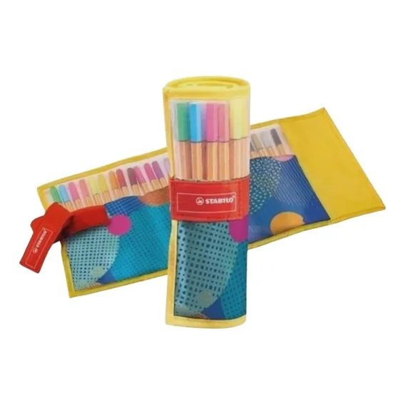 Kit Caneta Point 88 Estojo Nylon 25 Unidades - Stabilo Cor da tinta Preto Cor do exterior Amarelo Foto 1