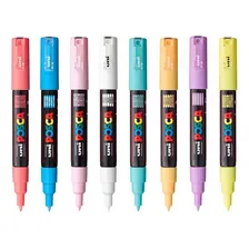 Kit Caneta Uni Posca Soft Pc-1m-8c C/8 Tinta Preto Exterior Preto Foto  mini 1