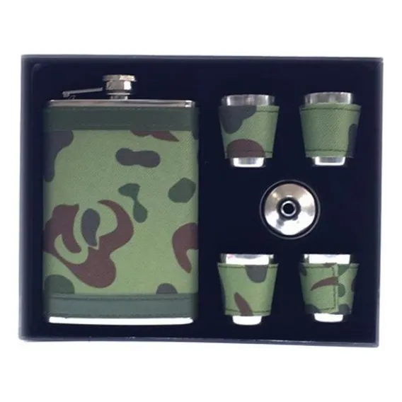 Kit Cantil 240ml Camuflado Porta Bebidas 4 Copos + Funil Foto 1