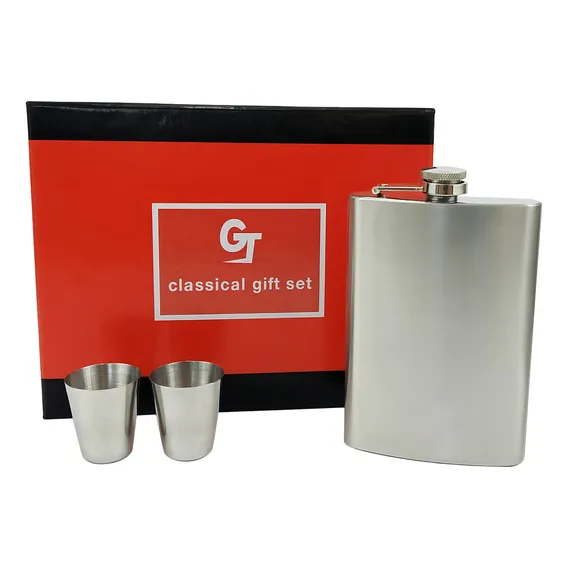 Kit Cantil Inox Para Bebidas 270ml Com 4 Copos 1 Funil Foto 1