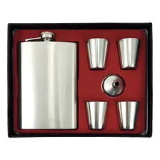 Kit Cantil Inox Para Bebidas 270ml Com 4 Copos 1 Funil Foto mini 2